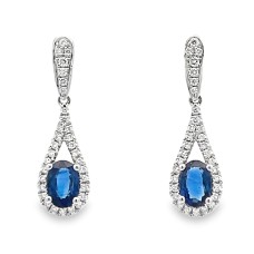 18kt White Gold Sapphire And Diamond Dangle Earrings