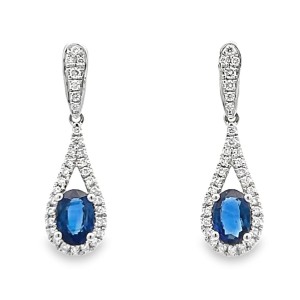 18kt White Gold Sapphire And Diamond Dangle Earrings