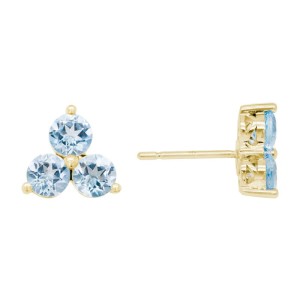 14kt Yellow Gold Aquamarine Three-petal Flower Earrings