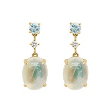 14kt White Gold Moonstone, Aquamarine And Diamond Earrings