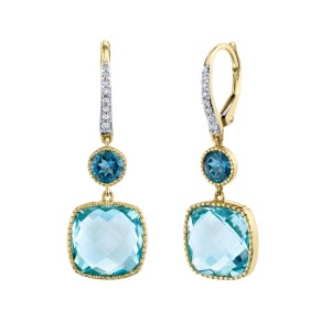 Sloane Street 18kt Yellow Gold Blue Topaz And Diamond Dangle Earrings