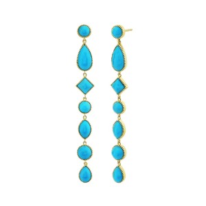 Sloane Street 18kt Yellow Gold Turquoise Long Dangle Earrings