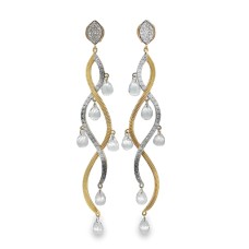 Sloane Street 18kt Yellow Gold White Topaz And Diamond Elongated Twist Earrings