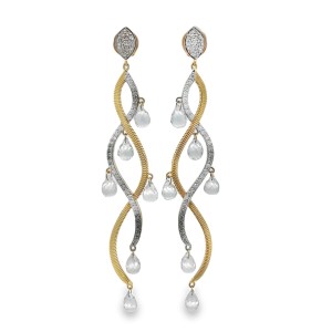 Sloane Street 18kt Yellow Gold White Topaz And Diamond Elongated Twist Earrings