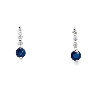 Estate 14kt White Gold Sapphire And Diamond Drop Stud Earrings