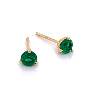14kt Yellow Gold 0.65-carat Emerald Stud Earrings