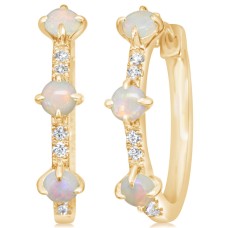 Parle 14kt Yellow Gold Opal And Diamond Hoop Earrings