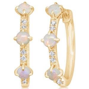 Parle 14kt Yellow Gold Opal And Diamond Hoop Earrings