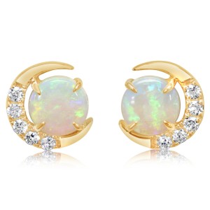 Parle 14kt Yellow Gold Opal And Diamond Earrings