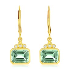 Michou 18kt Yellow Gold Green Amethyst And Diamond Dangle 