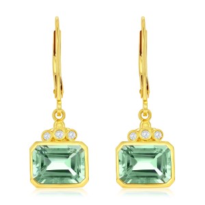 Michou 18kt Yellow Gold Green Amethyst And Diamond Dangle 