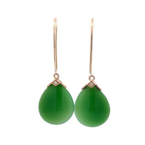 Kabana 14kt Yellow Gold Chrysoprase And Diamond Dangle Earrings