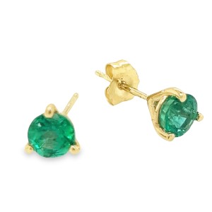 14kt Yellow Gold 1.22-carat Emerald Stud Earrings