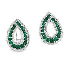 Estate Fana 14kt White Gold Emerald And Diamond "Infinity Loop" Earrings