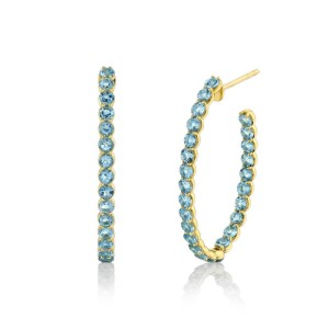 Sloane Street 18kt Yellow Gold Blue Topaz Oval Hoop Earrings