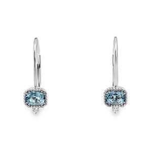 14kt White Gold Aquamarine And Diamond Earrings