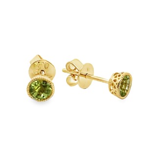 14kt Yellow Gold Peridot Stud Earrings