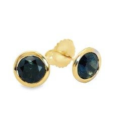 14kt Yellow Gold Bezel Set Sapphire Stud Earrings