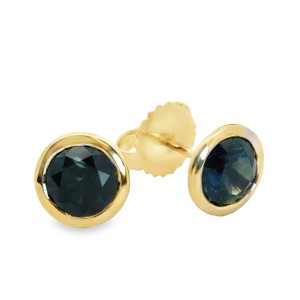 14kt Yellow Gold Bezel Set Sapphire Stud Earrings