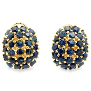 Estate 14kt Yellow Gold Sapphire Button Earrings