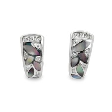Estate 14kt White Gold Mother Of Pearl And Diamond Earrings Estate 14kt White Gold Mother Of Pearl And Diamond Earrings