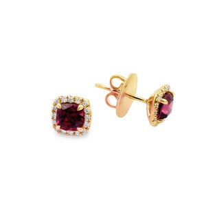 Christophe Danhier 18kt Rose Gold Rhodolite Garnet And Diamond Halo Stud Earrings