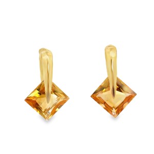 Estate 14kt Yellow Gold Citrine Drop Earrings