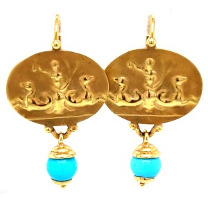 Estate Tagliamonte 18kt Yellow Gold Neptune Earrings