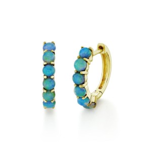 Sloane Street 18tk Yellow Gold Opal Petite Hoop Earrings