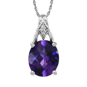 Parle 14kt White Gold Amethyst And Diamond Pendant Necklace
