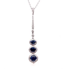 18kt White Gold Sapphire And Diamond Drop Pendant Necklace