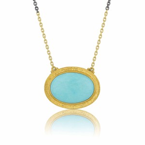 Lika Behar Oxidized Sterling Silver And 24kt Yellow Gold Turqouise"Pompei" Necklace