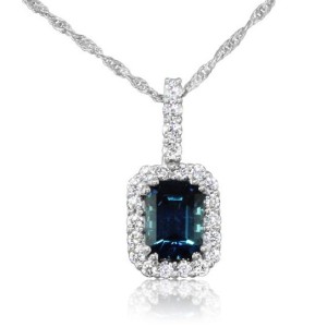 Parle 14kt White Gold Lagoon Tourmaline And Diamond Pendant Necklace