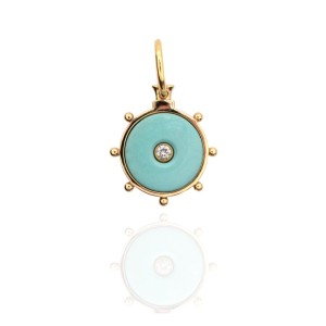 Lawson Dahl 18kt Yellow Gold Turquoise And Diamond "Florence Mini" Pendant