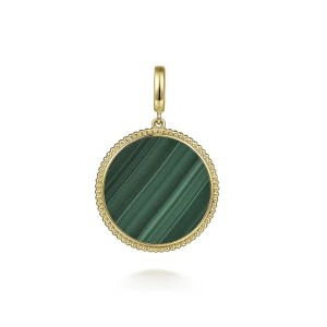 Gabriel & Co, 14kt Yellow Gold "Bujukan" Malachite Pendant/charm