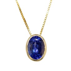14kt Yellow Gold Oval Tanzanite Solitaire Pendant Necklace