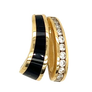 Estate 14kt Yellow Gold Onyx And Diamond Slide Pendant