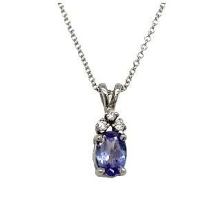 Estate 14k White Gold Tanzanite And Diamond Pendant