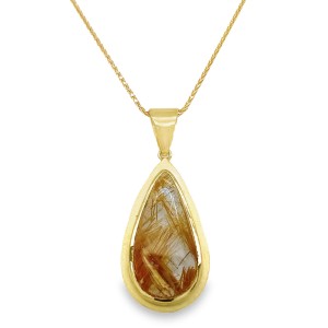 Estate 18kt Yellow Gold Rutilated Quartz Pendant