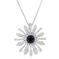 Christophe Danhier 18kt White Gold Sapphire And Diamond Starburst Pendant Necklace