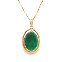 Estate 14kt Yellow Gold Jade Pendant Necklace