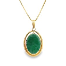 Estate 14kt Yellow Gold Jade Pendant Necklace