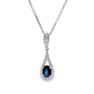 18kt White Gold Sapphire And Diamond Pendant Necklace