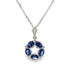 18kt White Gold Sapphire And Diamond Star Pendant Necklace