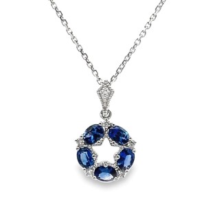 18kt White Gold Sapphire And Diamond Star Pendant Necklace