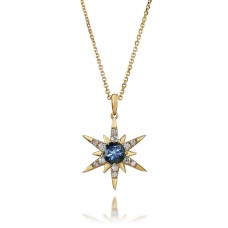 Parle 14kt Yellow Gold Montana Sapphire And Diamond Star Pendant Necklace
