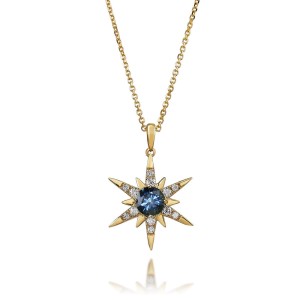 Parle 14kt Yellow Gold Montana Sapphire And Diamond Star Pendant Necklace