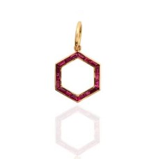 Lawson Dahl 18kt Yellow Gold And Ruby "Deco Hexa" Pendant
