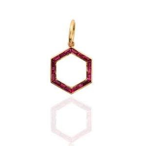 Lawson Dahl 18kt Yellow Gold And Ruby "Deco Hexa" Pendant