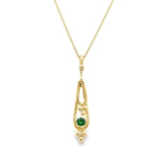 J&S Freeman 14kt Yellow Gold And Tsavorite Garnet Pendant Necklace